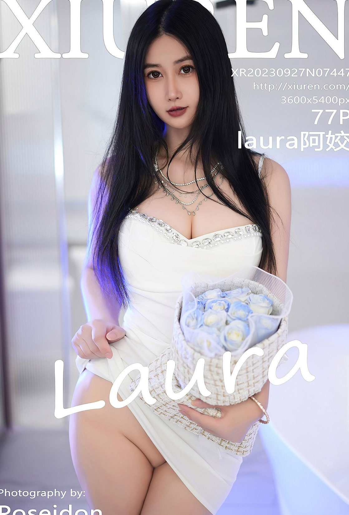 laura No.7447 [xiurenͼ] ˰ɫ ȹ ɫ߸ ͼ ģ ؽ ̬ P.1 